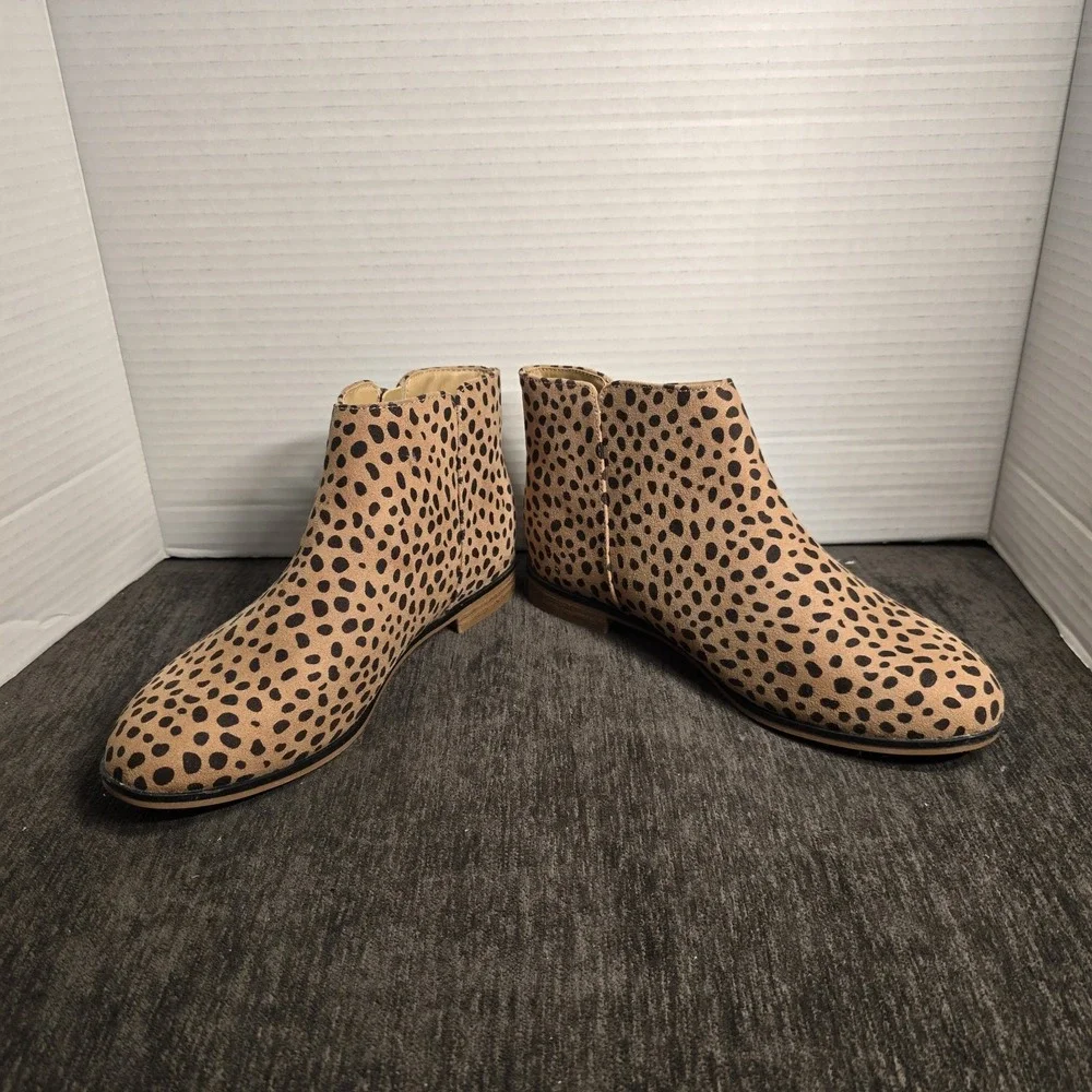 Girls' Opal Leopard Print Zipper Booties Brown -‎ Cat & Jack - SIZE 4